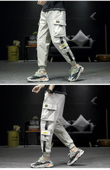 streetwear hip hop black harem pants men elastic waist punk pants with ribbons casual slim jogger pants men hip hop trousers unique joggers style 2538