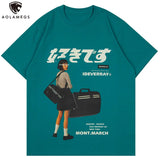 Trapwear Aesthetic print tee – Aolamegs Japanese Harajuku Girl Kanji Print T Shirt Men Coll