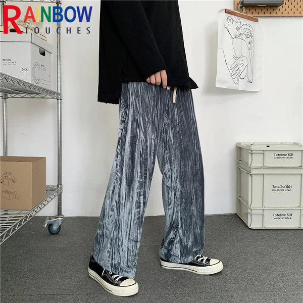 rainbowtouches fashion classic brand men pants casual elastic trousers loose high street outdoor style overalls superior quality menswear bottoms
