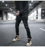 knee zipper hole patckwork skinny denim jeans men casual slim biker trousers jeans fashion streetwear hip hop jean pants joggers unique joggers style 1034
