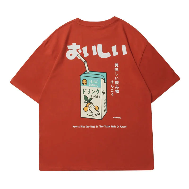 Anime Aesthetic Tee – Gonthwid T Shirt Streetwear Harajuku Japanese Milk Print Tee – Urban Streetwear for Men & Women
