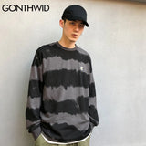 Gonthwid Harajuku Tie Dye Striped Pullover Sweatshirts Hoodies 2023 Me