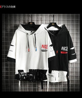 Men Fashion Ribben Hoodie Summer Short Sleeve Hoodies Mens Hoodies Tsh