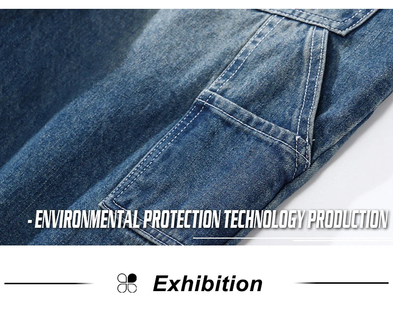 rainbowtouches fashion brand pants men wash jeans unisex wide straight leg loose retro overalls casual superior quality trousers unique jeans style 4887