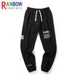 rainbowtouches fashion classic brand mens pants outdoor sports grey letters trousers loose straight casual style black wide legs clean everyday pants