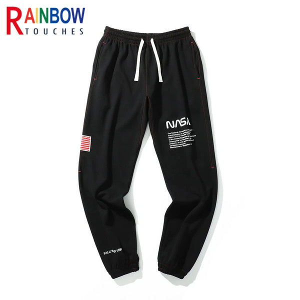 rainbowtouches fashion classic brand mens pants outdoor sports grey letters trousers loose straight casual style black wide legs clean everyday pants