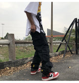 mens high street smilely loose cargo pants casual zipper straight jeans hip hop side pockets loose fit streetwear casual joggers unique joggers style 3489