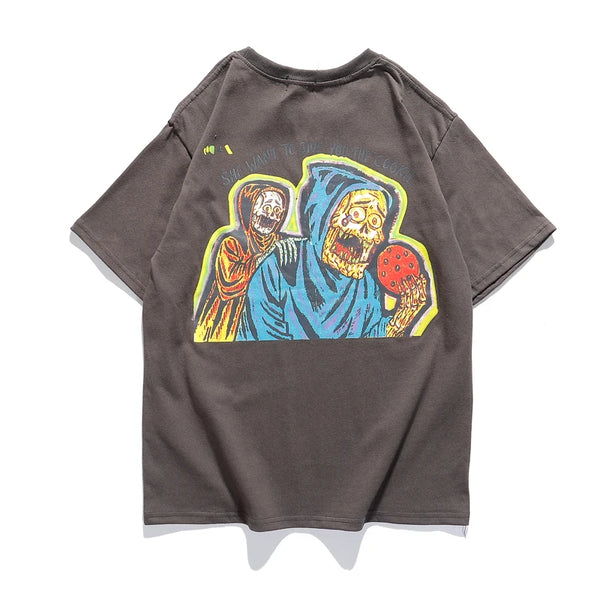 Gothic Oversized shirt – Kanye West Skull Print Loose Casual Men And Women Tshirts Ha