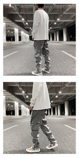 high street functional hip hop cargo pant harajuku fashionable multi pocket cargo trousers men women streetwear loose casual unique cargo style 5390