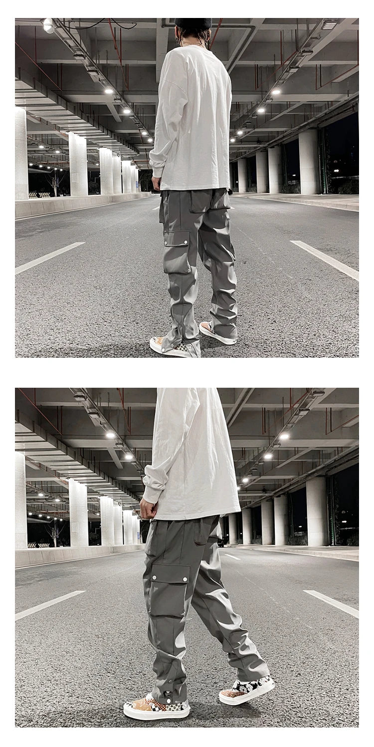 high street functional hip hop cargo pant harajuku fashionable multi pocket cargo trousers men women streetwear loose casual unique cargo style 5390