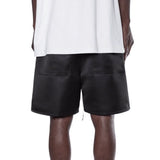 Men Hip Hop Loose Shorts Elastic Waist Shorts Fashion Satin Shorts Zipper Pocket Casual Drewstring Streetwear Sportswear Joggers