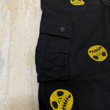 mens high street smilely loose cargo pants casual zipper straight jeans hip hop side pockets loose fit streetwear casual joggers unique joggers style 3494