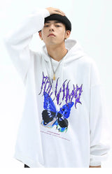 Men Hip Hop Hoodie Sweatshirt Butterfly Streetwear Harajuku Hoodie Pul