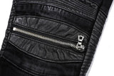 knee zipper hole patckwork skinny denim jeans men casual slim biker trousers jeans fashion streetwear hip hop jean pants joggers unique joggers style 1048
