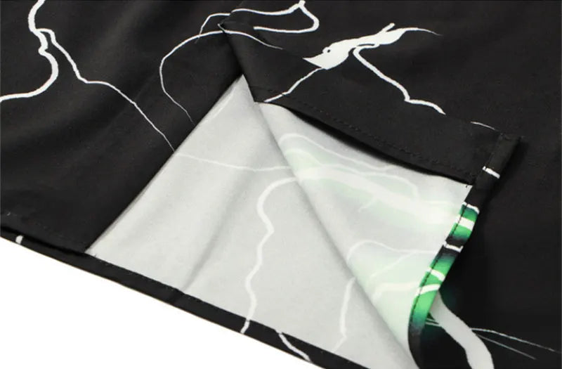 Trapwear Oversized shirt – Gonthwid Hawaiian Beach Shirts Streetwear Lightning Print Sh