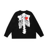 hip hop skull knitted oversized sweater mens letter embroidery o neck long sleeve pullover streetwear loose sweaters clothing - urban fashion pullover, bold artwork streetwear hoodie, trendy hip hop fashion hoodie
