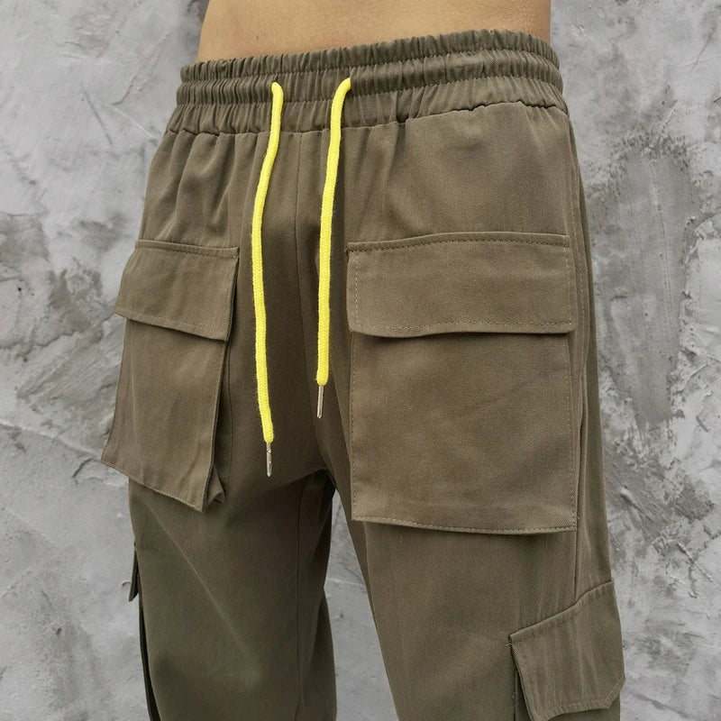 rainbowtouches new fashion classic brand mens cargo pants big pocket design trousers loose straight high street style overalls unique cargo style 3062