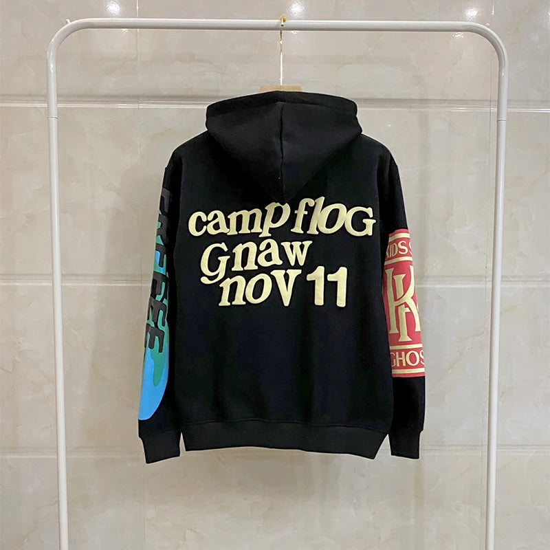 Graffiti Letter Foam Fleece Baggy Sweatshirts Mens Oversized High Street