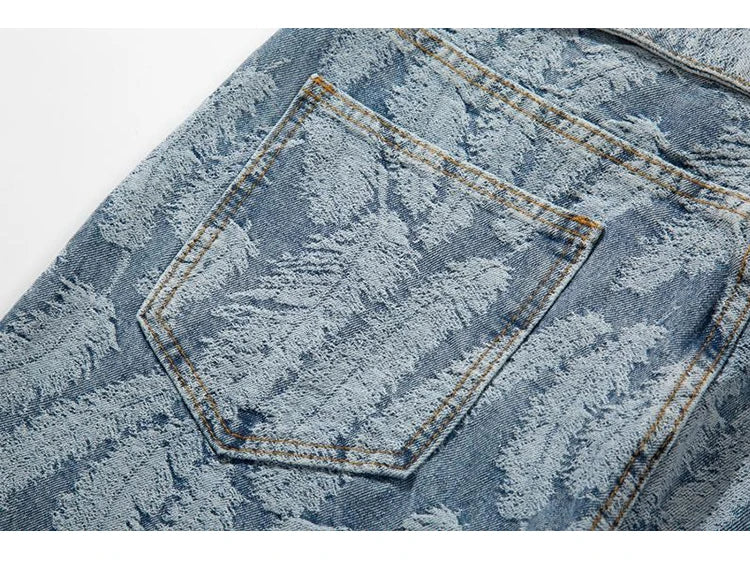 high street feathers embroidery denim pants mens zipper straight jeans trouser with belt hip hop streetwear loose joggers pants unique joggers style 3604
