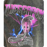 Sadcore Aesthetic print tee – Men Washed T Shirt Hip Hop Streetwear Lightning Snake Print
