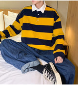 Autumn Lapel Hoodie Mens Fashion Hit Color Casual Striped Hoodies Mens