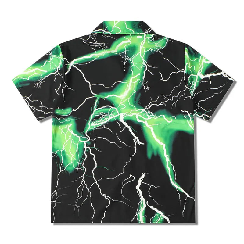 Trapwear Oversized shirt – Gonthwid Hawaiian Beach Shirts Streetwear Lightning Print Sh
