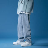 straight jeans men wide jeans white loose denim trousers neutral jean streetwear casual pure man women pants hip hop bagy jeans unique jeans style 2831