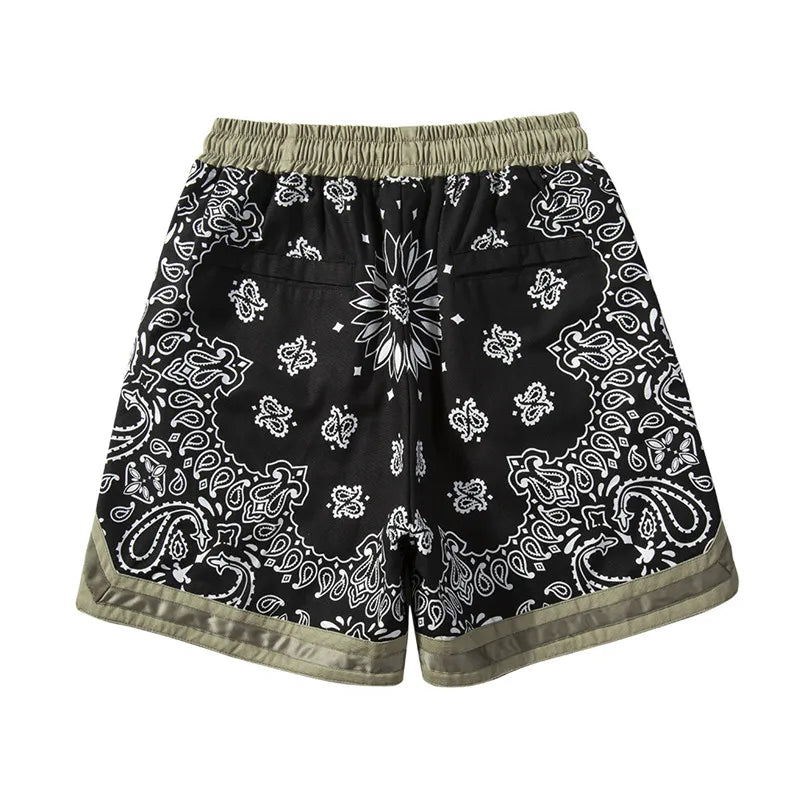 Hip Hop Loose Shorts Fashion Harajuku Printed Shorts Mens Summer Casual Elastic Waist Drewstring Streetwear Sportswear Joggers