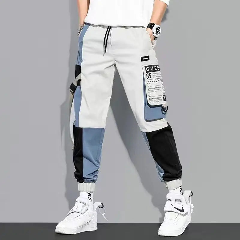 men pants spring and autumn cargo pants man fashion hip hop casual pants loose korean drawstring men joggers sweatpants unique joggers style 2454
