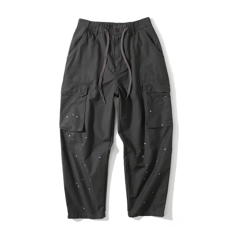 rainbowtouches fashion classic brand mens baggy cargo pants soild color trousers loose straight tooling style lace up overalls unique cargo style 1707