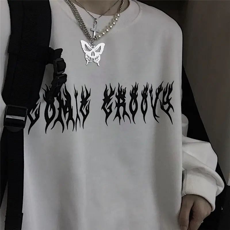 2021 Harajuku Weirdo Graffiti Letter Printed Hoodies Men Lucky Me I Se
