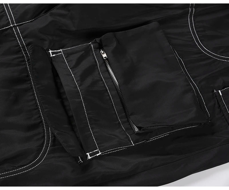 men pockets cargo pants new fashion zipper loose fit harajuku military trousers casual hip hop sportswear streetwear black pants unique cargo style 2502
