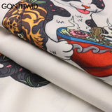Sadcore Oversized shirt – Gonthwid Hawaiian Beach Shirts Harajuku Japanese Tattoo Cat