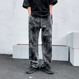 rainbowtouches new trousers mens tidal current hip hop tie dye gradient loose straight leg fashionable joker casual long pants unique default style 4528