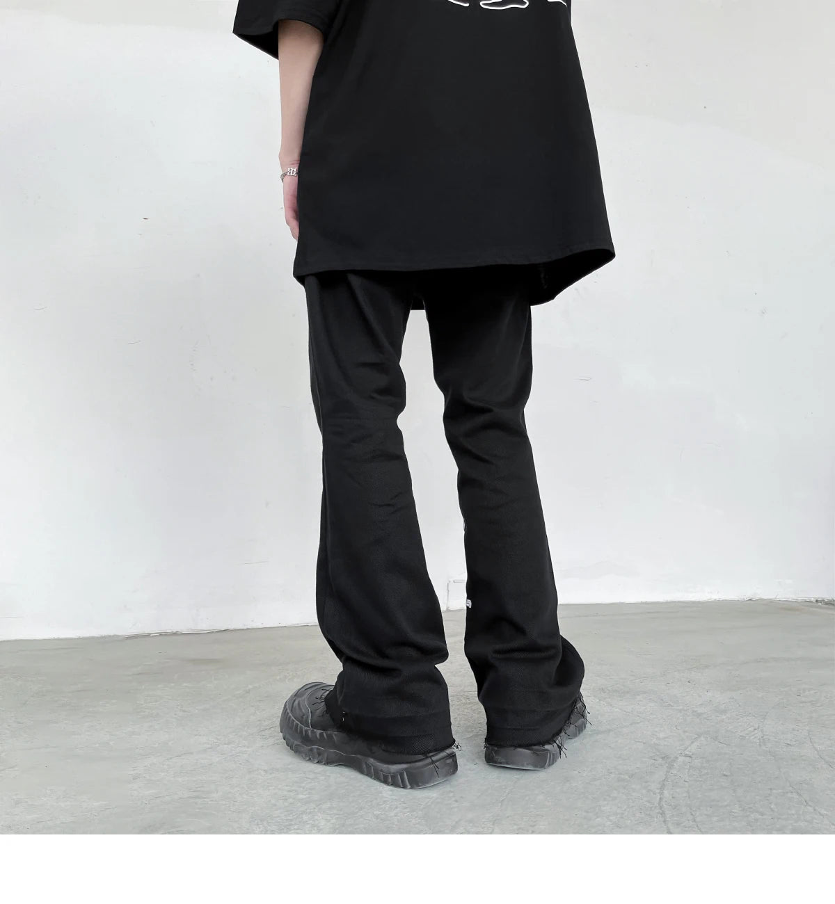 fashion letters embroidery denim flare jeans mens high street elastic waist straight trouser hip hop streetwear pants joggers unique joggers style 4800