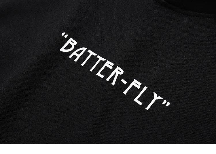 2023 Men Hip Hop Sweatshirt Hoodie Color Butterfly Streetwear Harajuku Pullover Hoodie Cotton Fleece Winter Autumn Black Hoodie