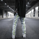 men back letter embroidery denim jean pants fashion slim zipper biker jeans trouser new casual hip hop streetwear pants joggers unique joggers style 1290