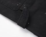2023 streetwear graffiti cargo flared jeans khaki black splash ink wide leg denim pant hip hop cargo trousers jean men unique cargo style 5169