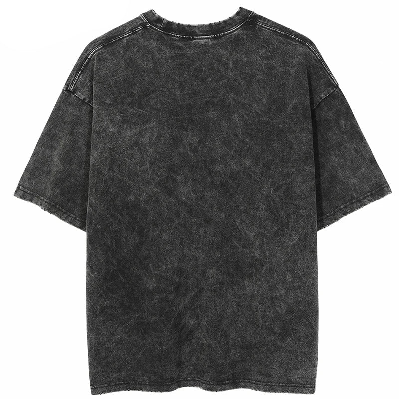 Anime Aesthetic Shirt – Men Streetwear Washed T Shirt Hip Hop Harajuku Skull Lightni – Edgy Streetwear for All Genders