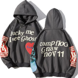 2021 Harajuku Weirdo Graffiti Letter Printed Hoodies Men Lucky Me I Se