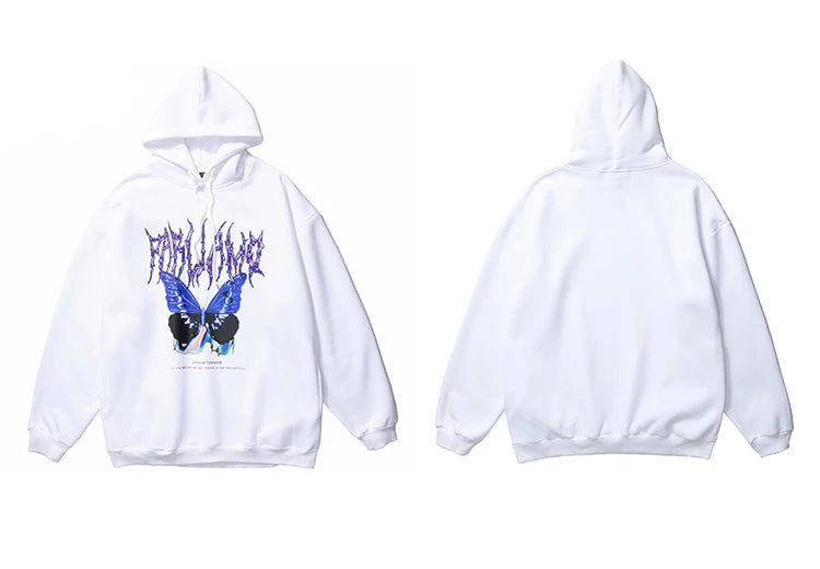 Men Hip Hop Hoodie Sweatshirt Butterfly Streetwear Harajuku Hoodie Pul
