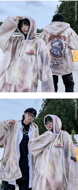 Gothic Oversized Tee – Mens Hip Hop Cats Harajuku Printed Fleece Jackets Coats – Streetwear Fashion for Men & Women