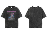 Sadcore Aesthetic print tee – Men Washed T Shirt Hip Hop Streetwear Lightning Snake Print