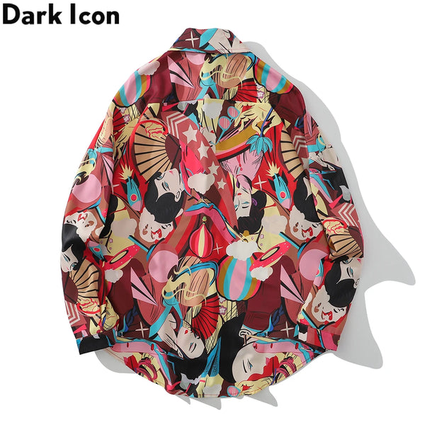 Dark Icon Patchwork Oversized Men's Shirt 2020 Summer Turn-down Collar Loose Shirts Men