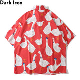 Dark Icon Full Prined Oversized Men's Shirt Short Sleeve Summer Streetwear Shirts for Men