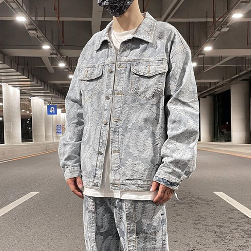 streetwear jacket featuring hip hop denim jeans jacket coat fashion feathers embroidery jeans coats high street outerwear streetwear jackets mens clothing design – premium quality jacket for men