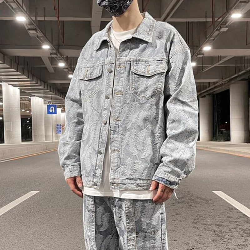 streetwear jacket featuring hip hop denim jeans jacket coat fashion feathers embroidery jeans coats high street outerwear streetwear jackets mens clothing design – premium quality jacket for men