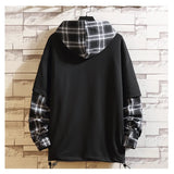 Black Patchwork Hoodies Autumn Spring Mens Sweatshirts Hiphop Punk Str