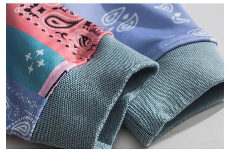 Bandana Patchwork Hoodies Sweatshirts Streetwear 2020 Autumn Mens Hip