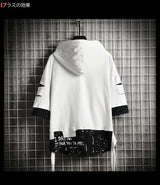 Men Fashion Ribben Hoodie Summer Short Sleeve Hoodies Mens Hoodies Tsh